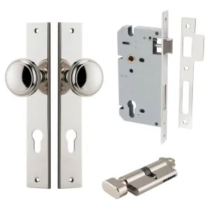 Paddington Knob Rectangular Backplate Entrance Kit w High Security Lock Polished Nickel by Iver, a Door Hardware for sale on Style Sourcebook