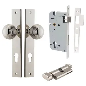 Guildford Knob Rectangular Backplate Entrance Kit w High Security Lock Polished Nickel by Iver, a Door Hardware for sale on Style Sourcebook