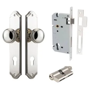 Paddington Knob Shouldered Backplate Entrance Kit w High Security Lock Polished Nickel by Iver, a Door Hardware for sale on Style Sourcebook