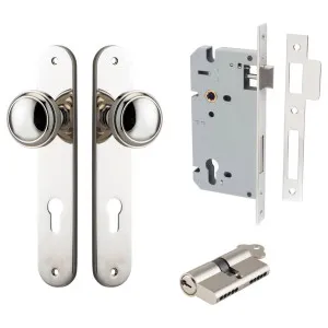 Paddington Knob Oval Backplate Entrance Kit w High Security Lock Polished Nickel by Iver, a Door Hardware for sale on Style Sourcebook