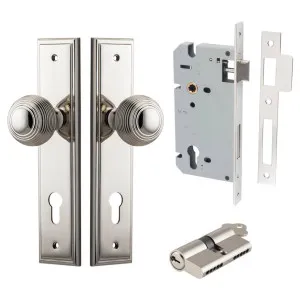 Guildford Knob Stepped Backplate Entrance Kit w High Security Lock Polished Nickel by Iver, a Door Hardware for sale on Style Sourcebook