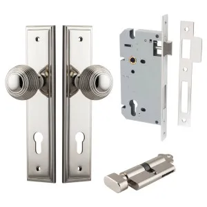 Guildford Knob Stepped Backplate Entrance Kit w High Security Lock Polished Nickel by Iver, a Door Hardware for sale on Style Sourcebook