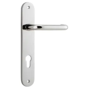 Oslo Lever Oval Backplate Polished Nickel by Iver, a Door Hardware for sale on Style Sourcebook