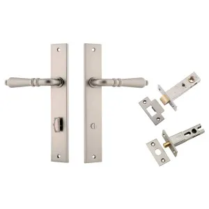 Sarlat Lever Rectangular Backplate Privacy Kit w Privacy Turn Satin Nickel by Iver, a Door Hardware for sale on Style Sourcebook