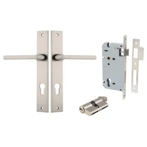 Baltimore Lever Rectangular Backplate Entrance Kit w High Security Lock Satin Nickel by Iver, a Door Hardware for sale on Style Sourcebook