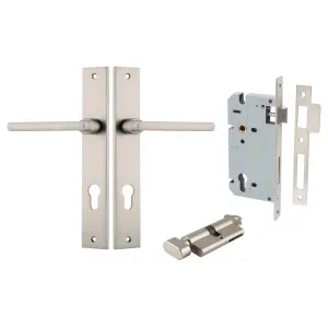 Baltimore Lever Rectangular Backplate Entrance Kit w High Security Lock Satin Nickel by Iver, a Door Hardware for sale on Style Sourcebook
