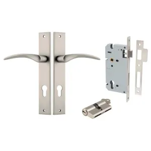 Oxford Lever Rectangular Backplate Entrance Kit w High Security Lock Satin Nickel by Iver, a Door Hardware for sale on Style Sourcebook
