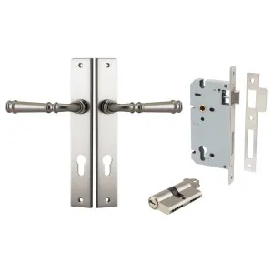 Verona Lever Rectangular Backplate Entrance Kit w High Security Lock Satin Nickel by Iver, a Door Hardware for sale on Style Sourcebook