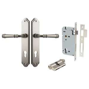 Verona Lever Shouldered Backplate Entrance Kit w High Security Lock Satin Nickel by Iver, a Door Hardware for sale on Style Sourcebook