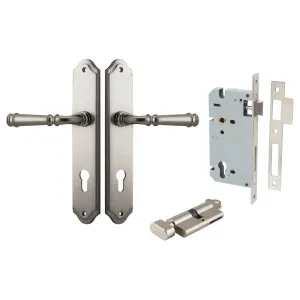 Verona Lever Shouldered Backplate Entrance Kit with High Security Lock Satin Nickel by Iver, a Door Hardware for sale on Style Sourcebook