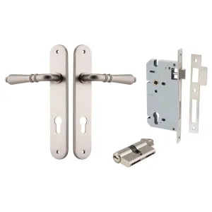Sarlat Lever Oval Backplate Entrance Kit w High Security Lock Satin Nickel by Iver, a Door Hardware for sale on Style Sourcebook