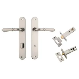 Sarlat Lever Oval Backplate Privacy Kit w Privacy Turn Satin Nickel by Iver, a Door Hardware for sale on Style Sourcebook