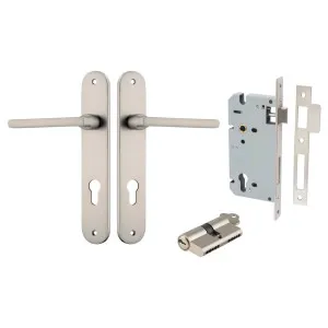 Baltimore Lever Oval Backplate Entrance Kit w High Security Lock Satin Nickel by Iver, a Door Hardware for sale on Style Sourcebook