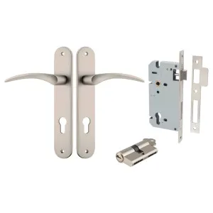 Oxford Lever Oval Backplate Entrance Kit w High Security Lock Satin Nickel by Iver, a Door Hardware for sale on Style Sourcebook