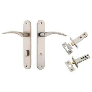 Oxford Lever Oval Backplate Privacy Kit w Privacy Turn Satin Nickel by Iver, a Door Hardware for sale on Style Sourcebook