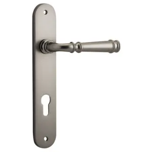 Verona Lever Oval Backplate Satin Nickel by Iver, a Door Hardware for sale on Style Sourcebook