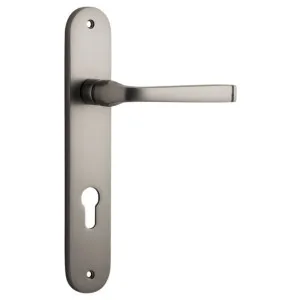 Annecy Lever Oval Backplate Satin Nickel by Iver, a Door Hardware for sale on Style Sourcebook