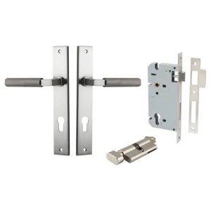 Brunswick Lever Rectangular Backplate Entrance Kit w High Security Lock Satin Nickel by Iver, a Door Hardware for sale on Style Sourcebook