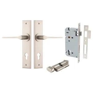 Como Lever Chamfered Backplate Entrance Kit w High Security Lock Satin Nickel by Iver, a Door Hardware for sale on Style Sourcebook