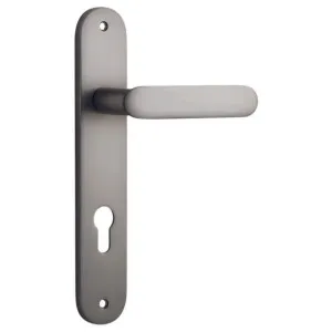 Bronte Lever Satin Nickel Oval Backplate by Iver, a Door Hardware for sale on Style Sourcebook