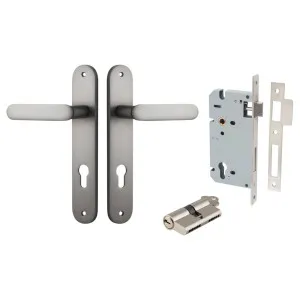 Bronte Lever Oval Backplate Entrance Kit w High Security Lock Satin Nickel by Iver, a Door Hardware for sale on Style Sourcebook