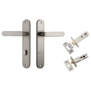Bronte Lever Oval Backplate Privacy Kit w Privacy Turn Satin Nickel by Iver, a Door Hardware for sale on Style Sourcebook
