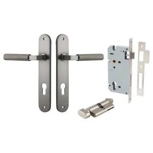 Brunswick Lever Oval Backplate Entrance Kit w High Security Lock Satin Nickel by Iver, a Door Hardware for sale on Style Sourcebook