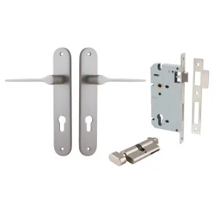 Como Lever Oval Backplate Entrance Kit w High Security Lock Satin Nickel by Iver, a Door Hardware for sale on Style Sourcebook