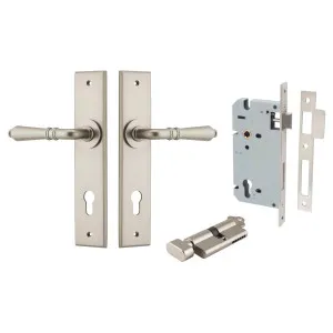 Sarlat Lever Chamfered Backplate Entrance Kit w High Security Lock Satin Nickel by Iver, a Door Hardware for sale on Style Sourcebook