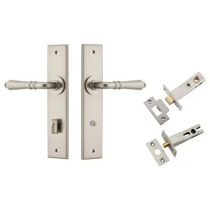 Sarlat Lever Chamfered Backplate Privacy Kit w Privacy Turn Satin Nickel by Iver, a Door Hardware for sale on Style Sourcebook