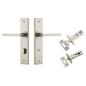 Baltimore Lever Chamfered Backplate Privacy Kit w Privacy Turn Satin Nickel by Iver, a Door Hardware for sale on Style Sourcebook