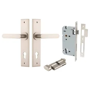 Bronte Lever Chamfered Backplate Entrance Kit w High Security Lock Satin Nickel by Iver, a Door Hardware for sale on Style Sourcebook