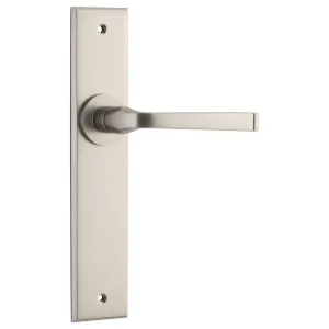 Annecy Lever Chamfered Backplate Satin Nickel by Iver, a Door Hardware for sale on Style Sourcebook