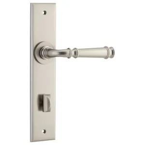 Verona Lever Satin Nickel Chamfered Backplate by Iver, a Door Hardware for sale on Style Sourcebook