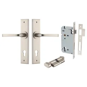 Annecy Lever Chamfered Backplate Entrance Kit w High Security Lock Satin Nickel by Iver, a Door Hardware for sale on Style Sourcebook