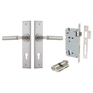 Berlin Lever Chamfered Backplate Entrance Kit w High Security Lock Satin Nickel by Iver, a Door Hardware for sale on Style Sourcebook