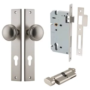 Paddington Knob Rectangular Backplate Entrance Kit w High Security Lock Satin Nickel by Iver, a Door Hardware for sale on Style Sourcebook