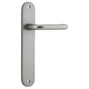Oslo Lever Oval Backplate Satin Nickel by Iver, a Door Hardware for sale on Style Sourcebook