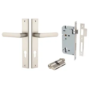 Osaka Lever Rectangular Backplate Entrance Kit w High Security Lock Satin Nickel by Iver, a Door Hardware for sale on Style Sourcebook