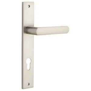 Osaka Lever Rectangular Backplate Satin Nickel by Iver, a Door Hardware for sale on Style Sourcebook