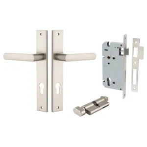 Osaka Lever Rectangular Backplate Entrance Kit w High Security Lock Satin Nickel by Iver, a Door Hardware for sale on Style Sourcebook