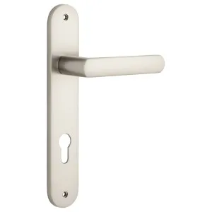 Osaka Lever Oval Backplate Satin Nickel by Iver, a Door Hardware for sale on Style Sourcebook