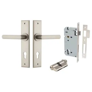 Osaka Lever Chamfered Backplate Entrance Kit w High Security Lock Satin Nickel by Iver, a Door Hardware for sale on Style Sourcebook
