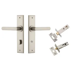 Osaka Lever Chamfered Backplate Privacy Kit w Privacy Turn Satin Nickel by Iver, a Door Hardware for sale on Style Sourcebook
