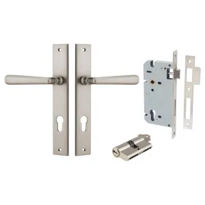 Copenhagen Lever Rectangular Backplate Entrance Kit w High Security Lock Satin Nickel by Iver, a Door Hardware for sale on Style Sourcebook