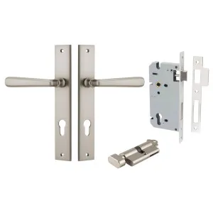 Copenhagen Lever Rectangular Backplate Entrance Kit w High Security Lock Satin Nickel by Iver, a Door Hardware for sale on Style Sourcebook