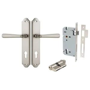Copenhagen Lever Shouldered Backplate Entrance Kit w High Security Lock Satin Nickel by Iver, a Door Hardware for sale on Style Sourcebook
