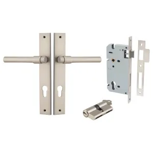 Helsinki Lever Rectangular Backplate Entrance Kit w High Security Lock Satin Nickel by Iver, a Door Hardware for sale on Style Sourcebook
