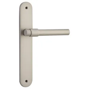 Helsinki Lever Oval Backplate Satin Nickel by Iver, a Door Hardware for sale on Style Sourcebook