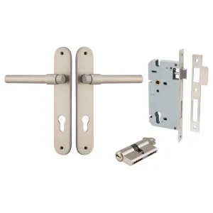 Helsinki Lever Oval Backplate Entrance Kit w High Security Lock Satin Nickel by Iver, a Door Hardware for sale on Style Sourcebook